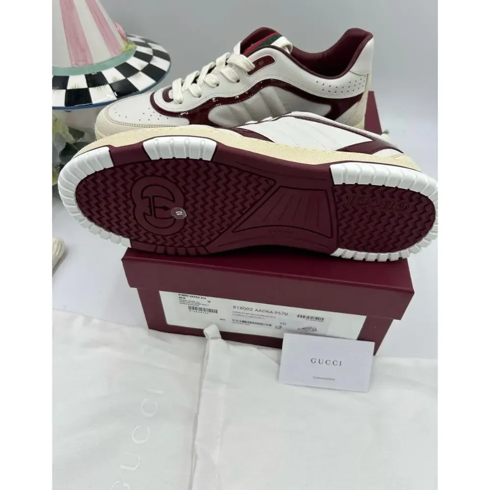 Men's Gucci re-Web leather sneakers with red accents size 10 fits 10.5 US